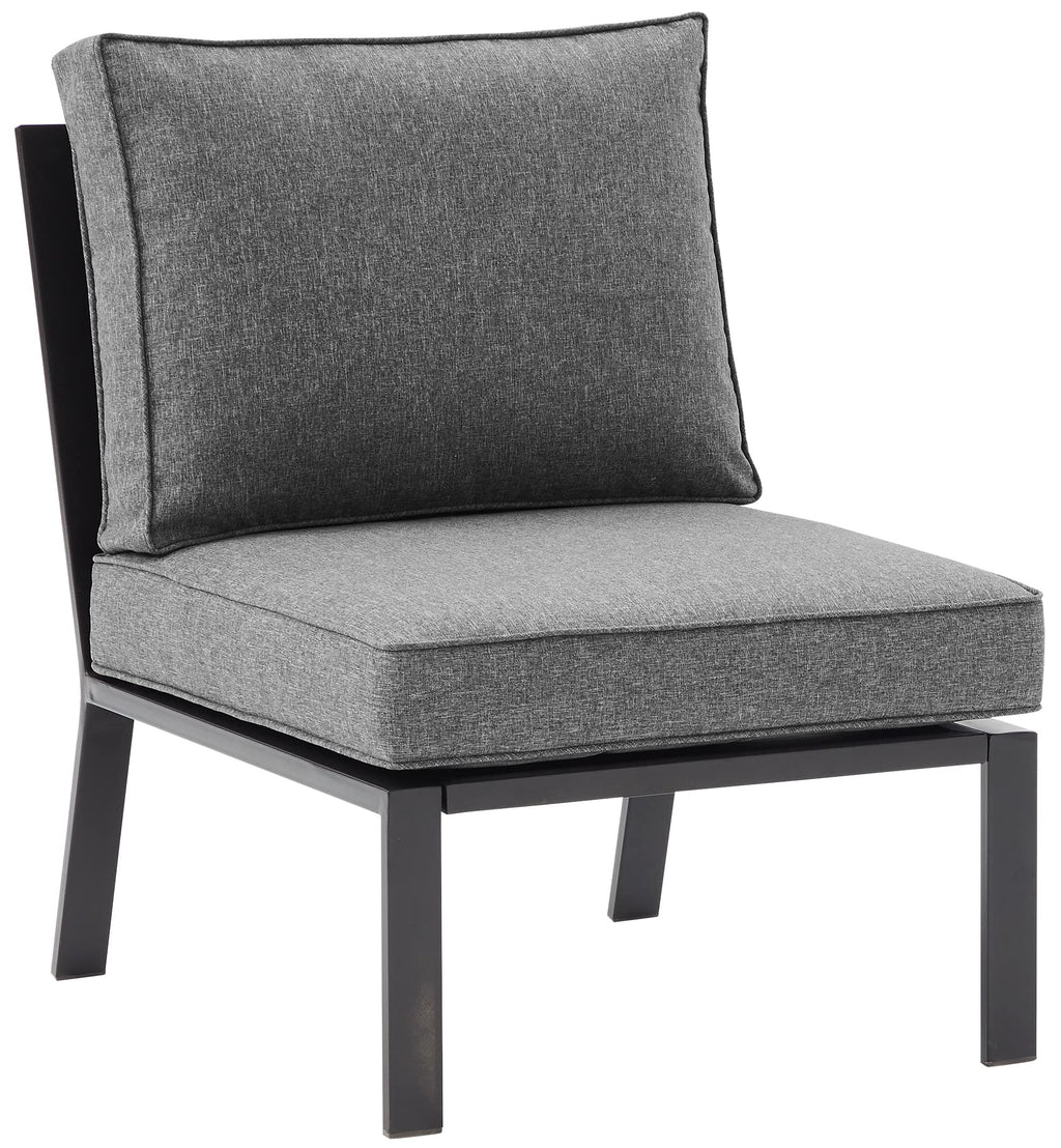 Crosley Furniture Clark Armless Outdoor Sectional Chair, Patio Chairs For Porch, Deck, Backyard, Balcony, Matte Black With Charcoal Cushions