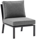 Crosley Furniture Clark Armless Outdoor Sectional Chair, Patio Chairs For Porch, Deck, Backyard, Balcony, Matte Black With Charcoal Cushions