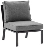 Crosley Furniture Clark Armless Outdoor Sectional Chair, Patio Chairs For Porch, Deck, Backyard, Balcony, Matte Black With Charcoal Cushions