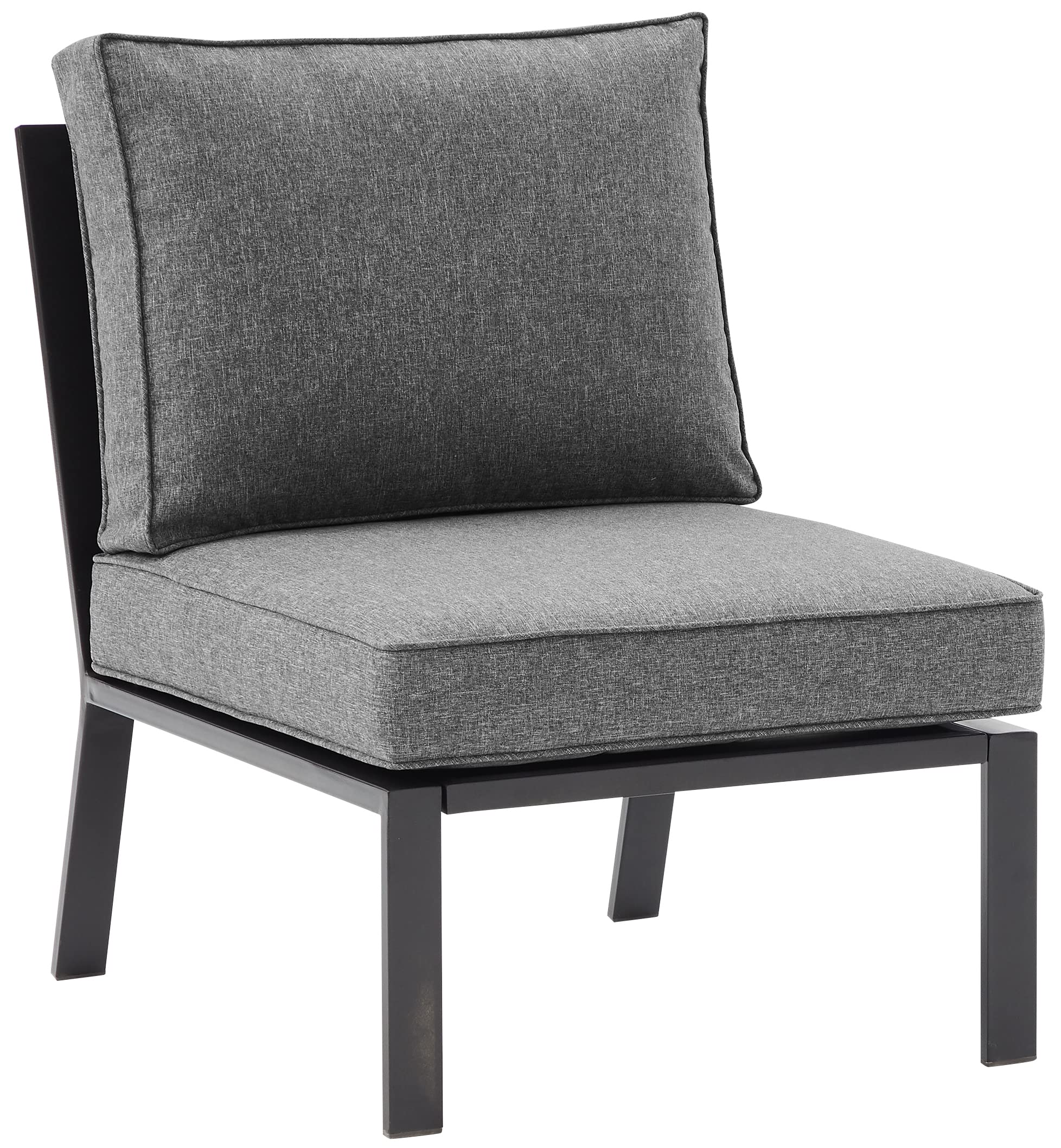 Crosley Furniture Clark Armless Outdoor Sectional Chair, Patio Chairs For Porch, Deck, Backyard, Balcony, Matte Black With Charcoal Cushions