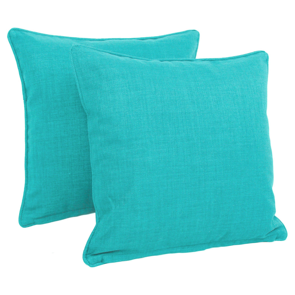 Blazing Needles Indoor/Outdoor Square Corded Throw Pillow, 18&quot;, Aqua Blue 2 Count