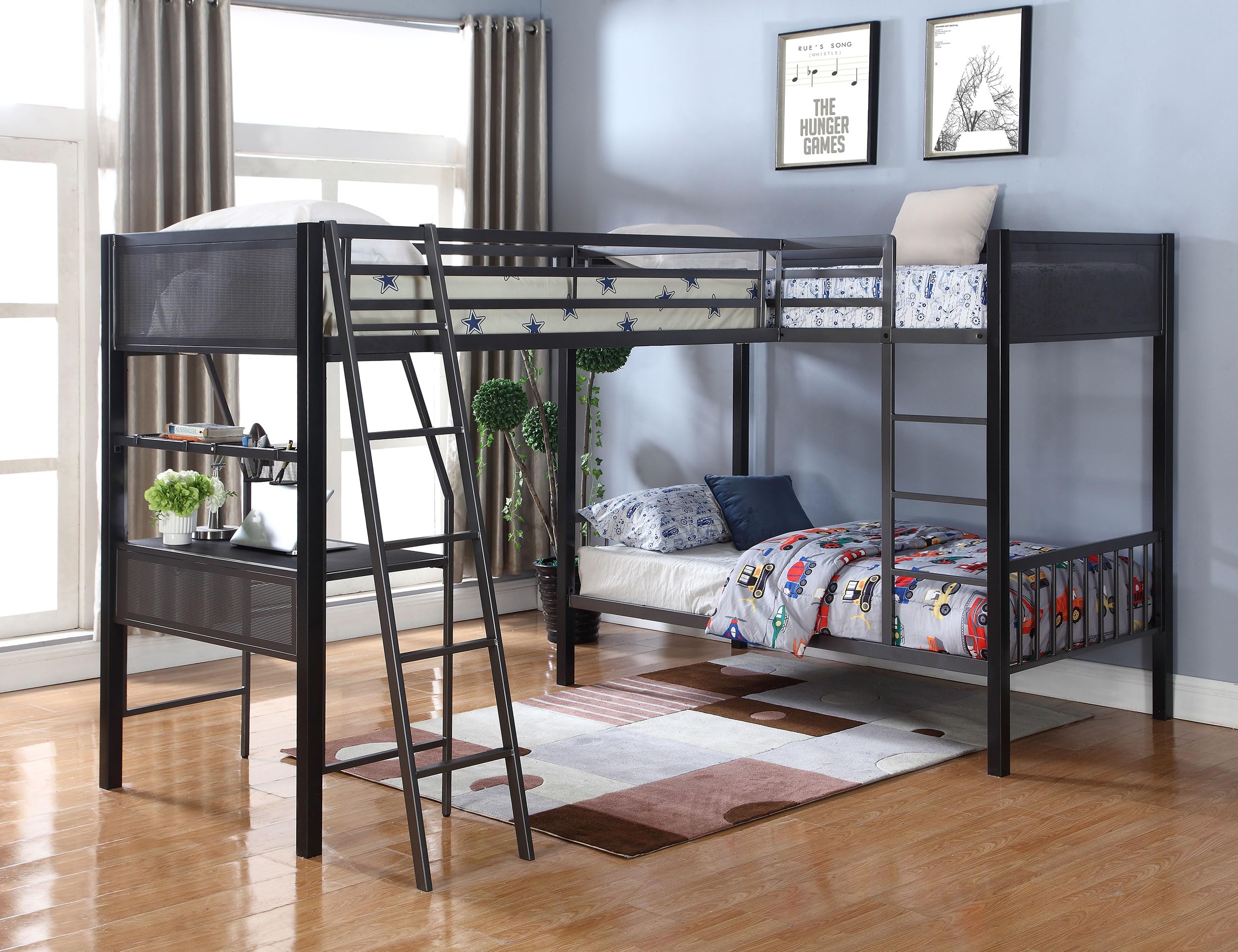 Coaster Meyers Twin/Twin/Twin Triple Bunk Bed, Black