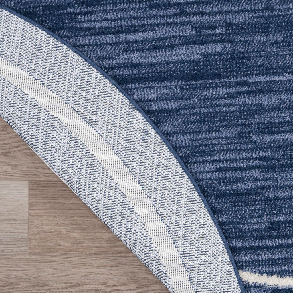 Nourison Essentials Indoor/Outdoor Navy/Ivory 6' X Round Area -Rug, Easy -Cleaning, Non Shedding, Bed Room, Living Room, Dining