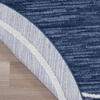 Nourison Essentials Indoor/Outdoor Navy/Ivory 6' X Round Area -Rug, Easy -Cleaning, Non Shedding, Bed Room, Living Room, Dining