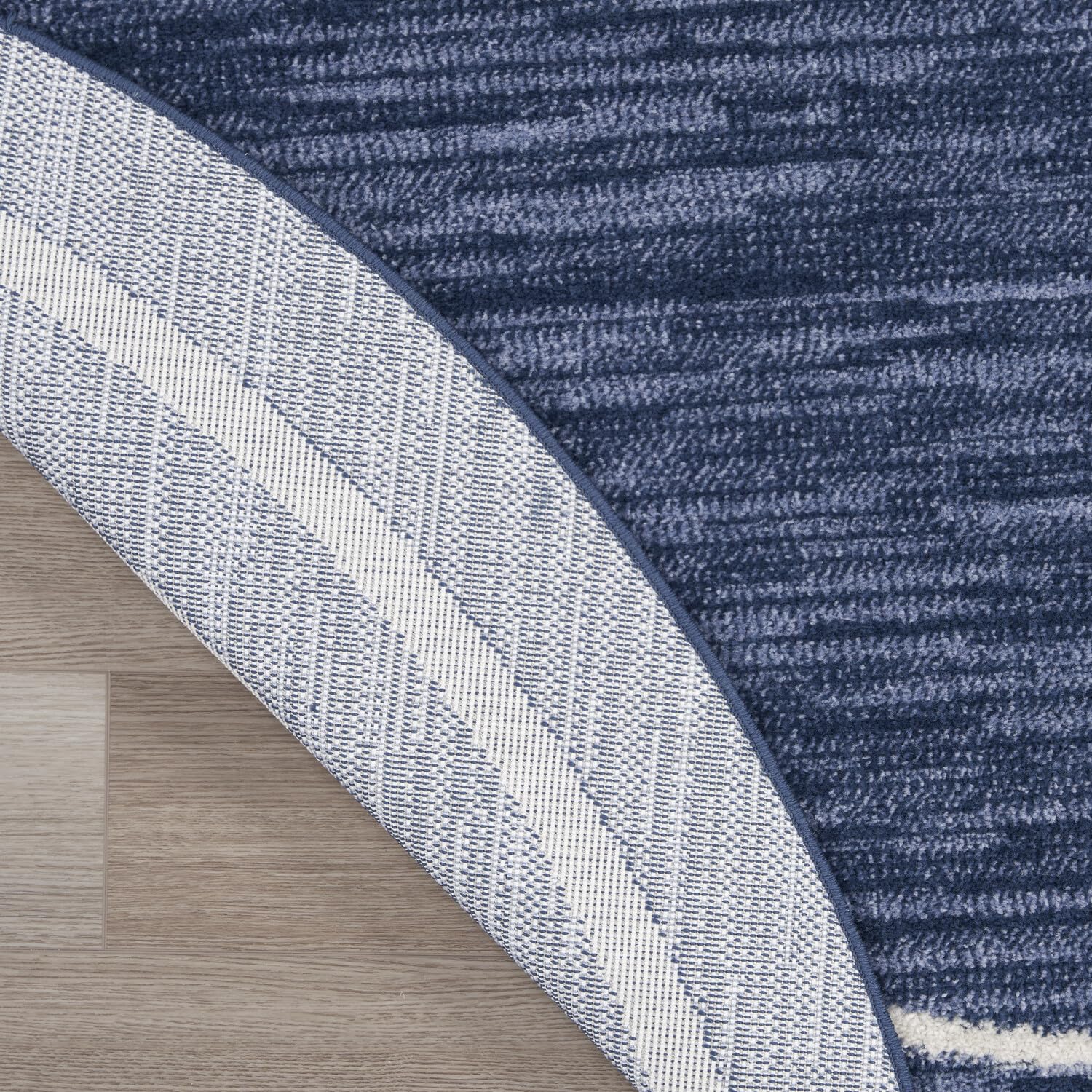 Nourison Essentials Indoor/Outdoor Navy/Ivory 6' X Round Area -Rug, Easy -Cleaning, Non Shedding, Bed Room, Living Room, Dining