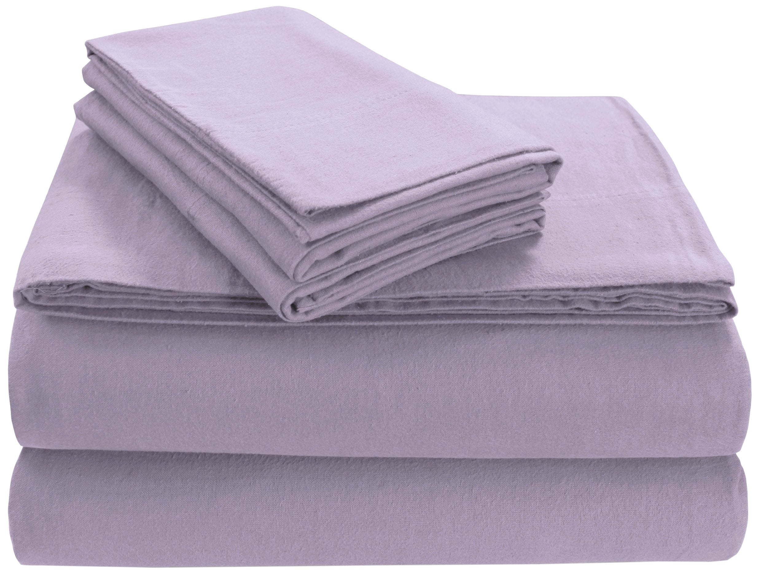 Tribeca Living Fl170Edpcstla Soft 170-Gsm Cotton Flannel Pillowcases, Standard, Lavender