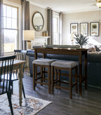 New Ridge Home Goods Brevard Pub Set of Two Sofa Table with Stools, Espresso