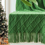 Inhand Green Christmas Throw Blanket For Couch And Bed, Birthday Gifts For Women Teen Girl Friend Home Decor Knitted Twin Size B
