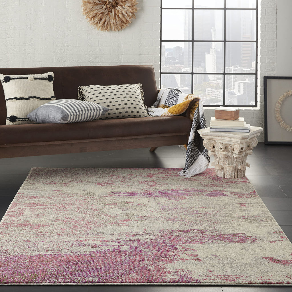 Nourison Celestial Modern Abstract Ivory/Pink 5'3' X 7'3' Area Rug, Easy Cleaning, Non Shedding, Bed Room, Living Room, Dining