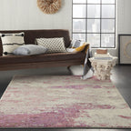 Nourison Celestial Modern Abstract Ivory/Pink 5'3' X 7'3' Area Rug, Easy Cleaning, Non Shedding, Bed Room, Living Room, Dining