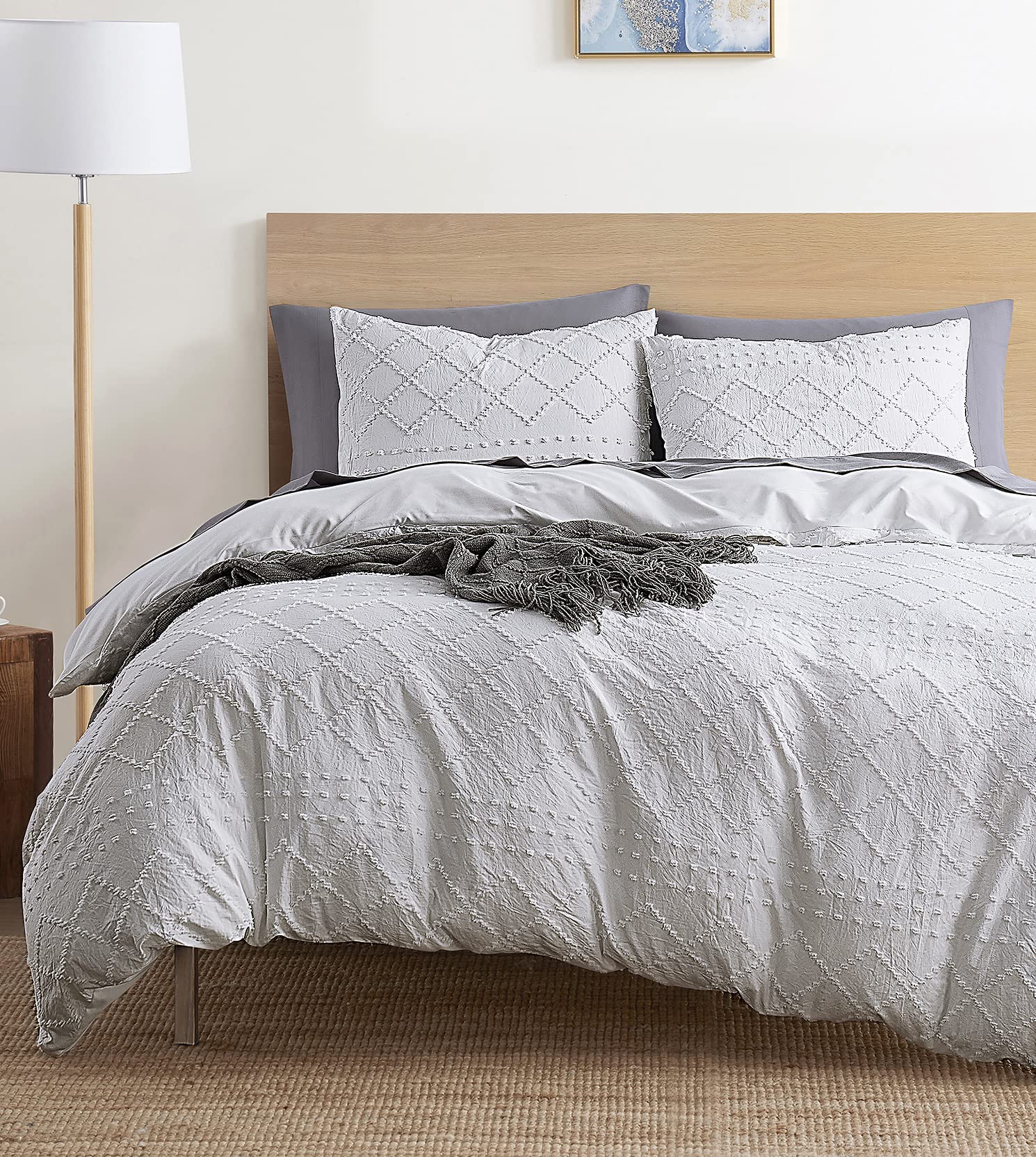 Nestl Boho Bedding Sets & Collections - Boho Duvet Cover Twin, 2 Piece Twin Duvet Cover Set, Double Brushed White Duvet Cover Wi