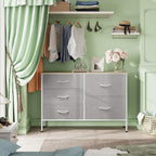 Wlive Dresser For Bedroom With 5 Drawers, Wide Bedroom Dresser With Drawer Organizers, Chest Of Drawers, Fabric Dresser For Living Room, Closet, Hallway, Light Grey