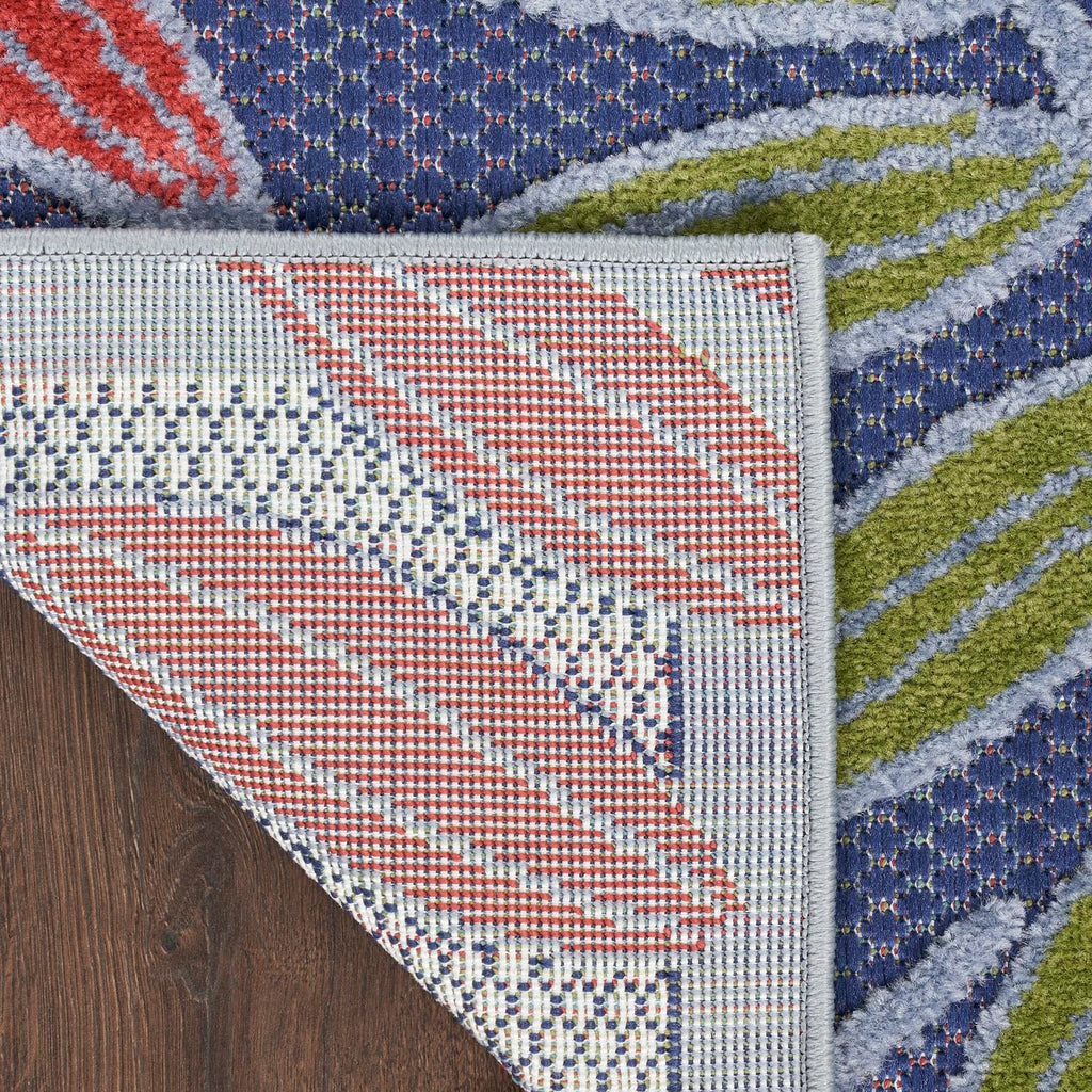 Nourison Aloha Indoor/Outdoor Navy Multicolor 5'3' X 7'5' Area Rug, Easy Cleaning, Non Shedding, Bed Room, Living Room, Dining Room, Backyard, Deck, Patio (5X7)