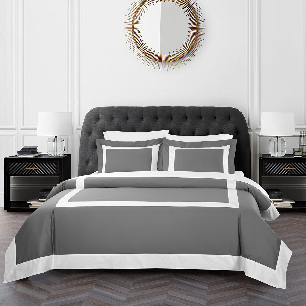 Casabolaj Bicolore Collection 3 Pieces Duvet Cover Set 100% Egyptian Cotton Sateen 400 Thread Count Bedding Sets Queen King-Fram