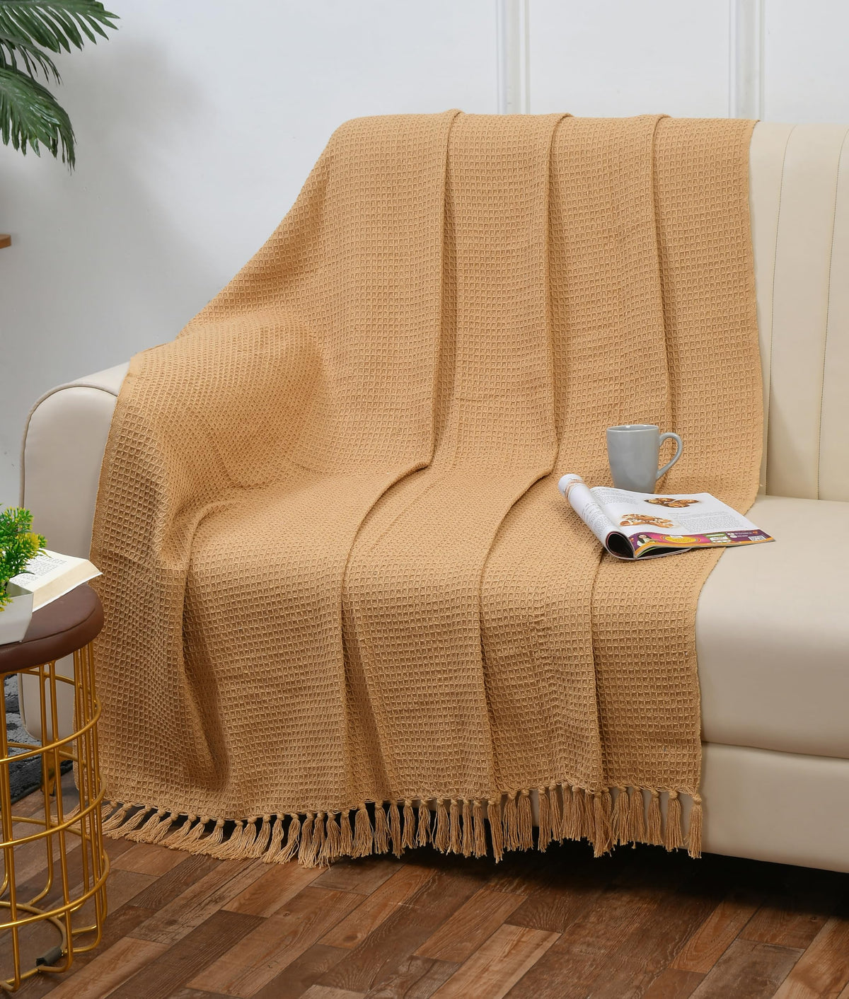 WEAVERS HUT Handloom Cotton Throw for Sofa & Bed | Soft Lightweight Boho Blanket | Decorative AllSeason 100% Cotton Sofa Throw