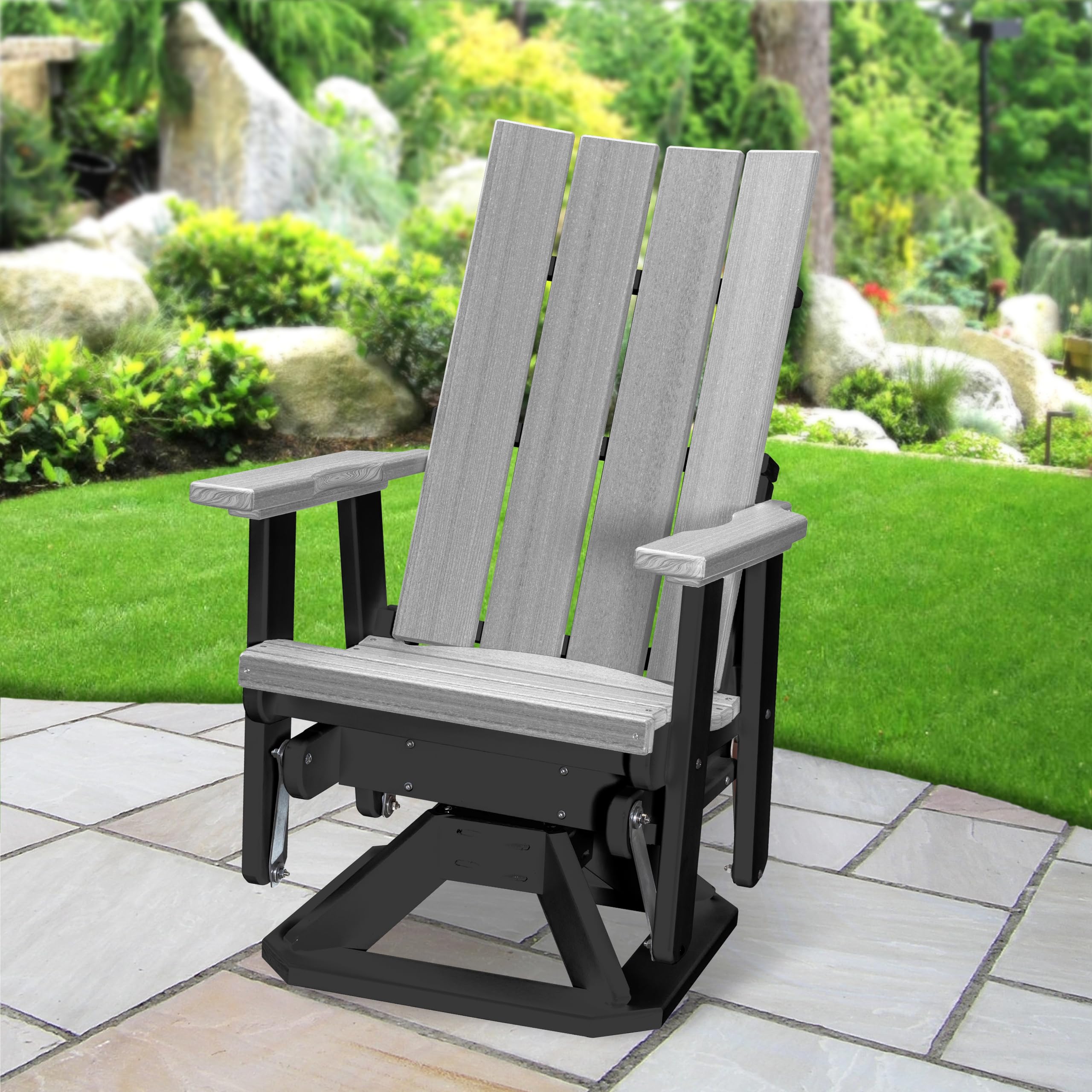 Brandon Swivel Glider in Light Grey on a Black Base
