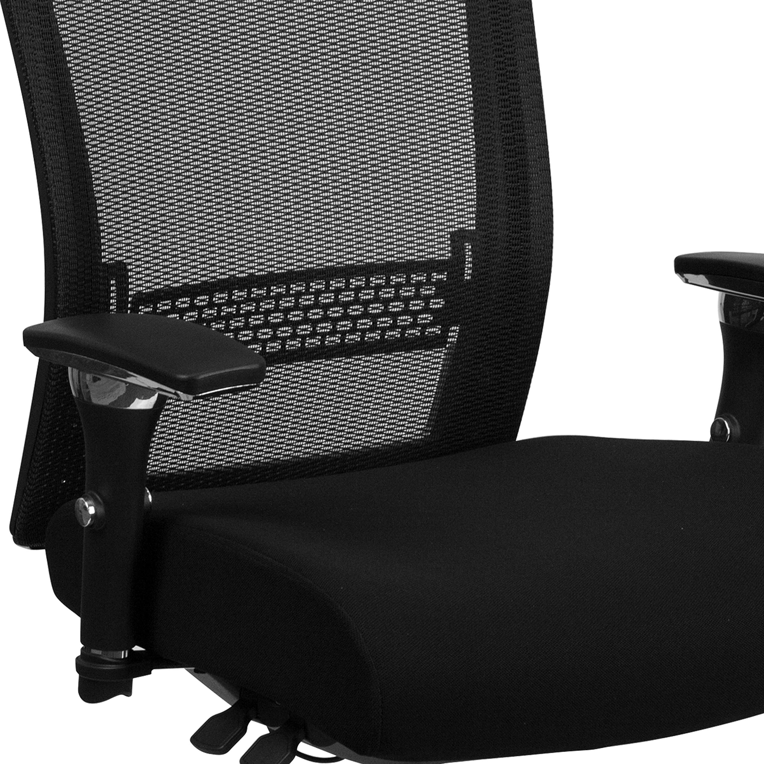 Flash Furniture HERCULES Series 24/7 Intensive Use 300 lb. Rated Black Mesh Multifunction Ergonomic Office Chair with Seat Slider