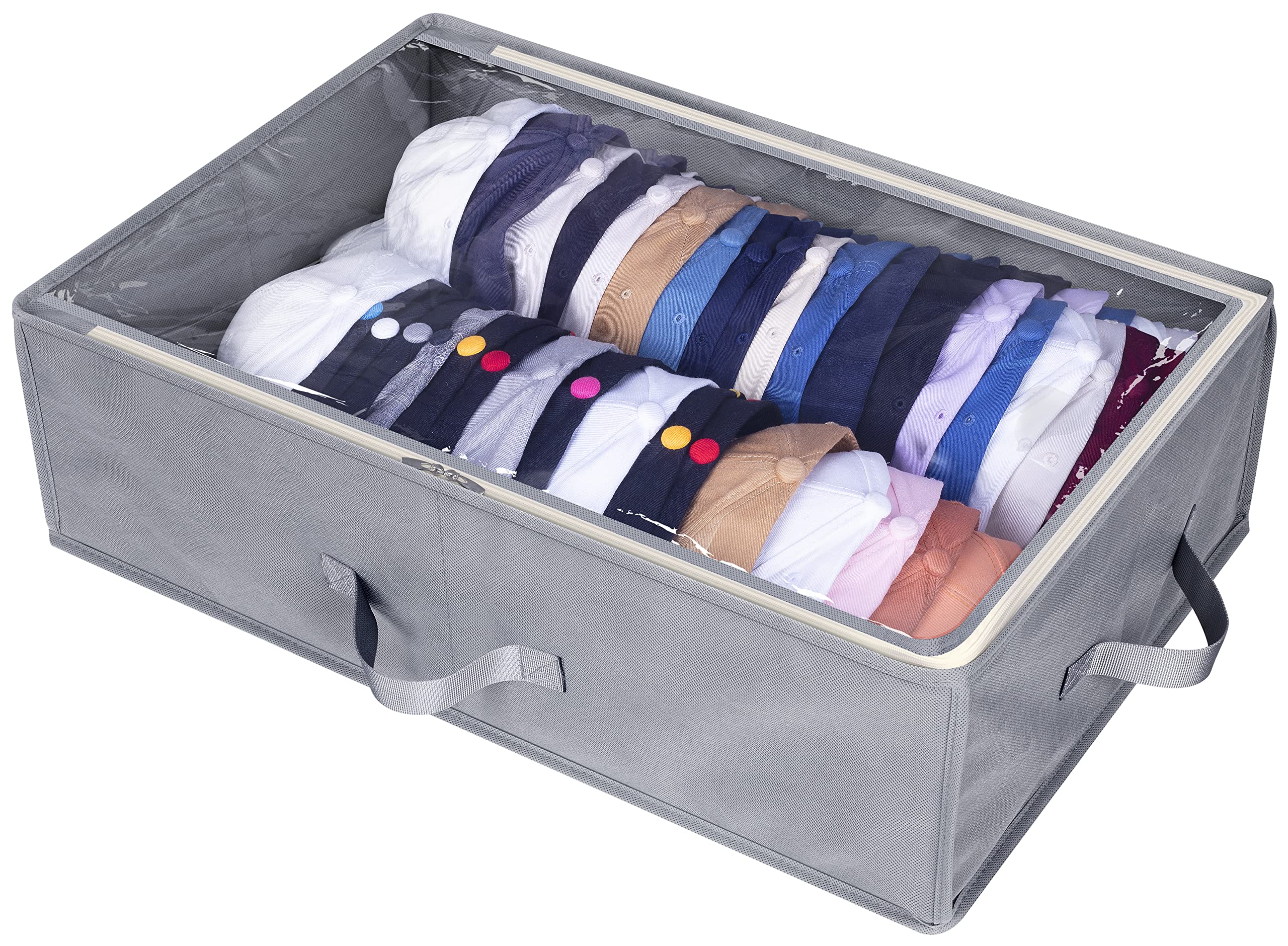 AOODA Large Hat Storage Box for Baseball Caps Organizer, Holds Up to 50 Caps Wide Hat Organizer for Closet with Cardboard, Under