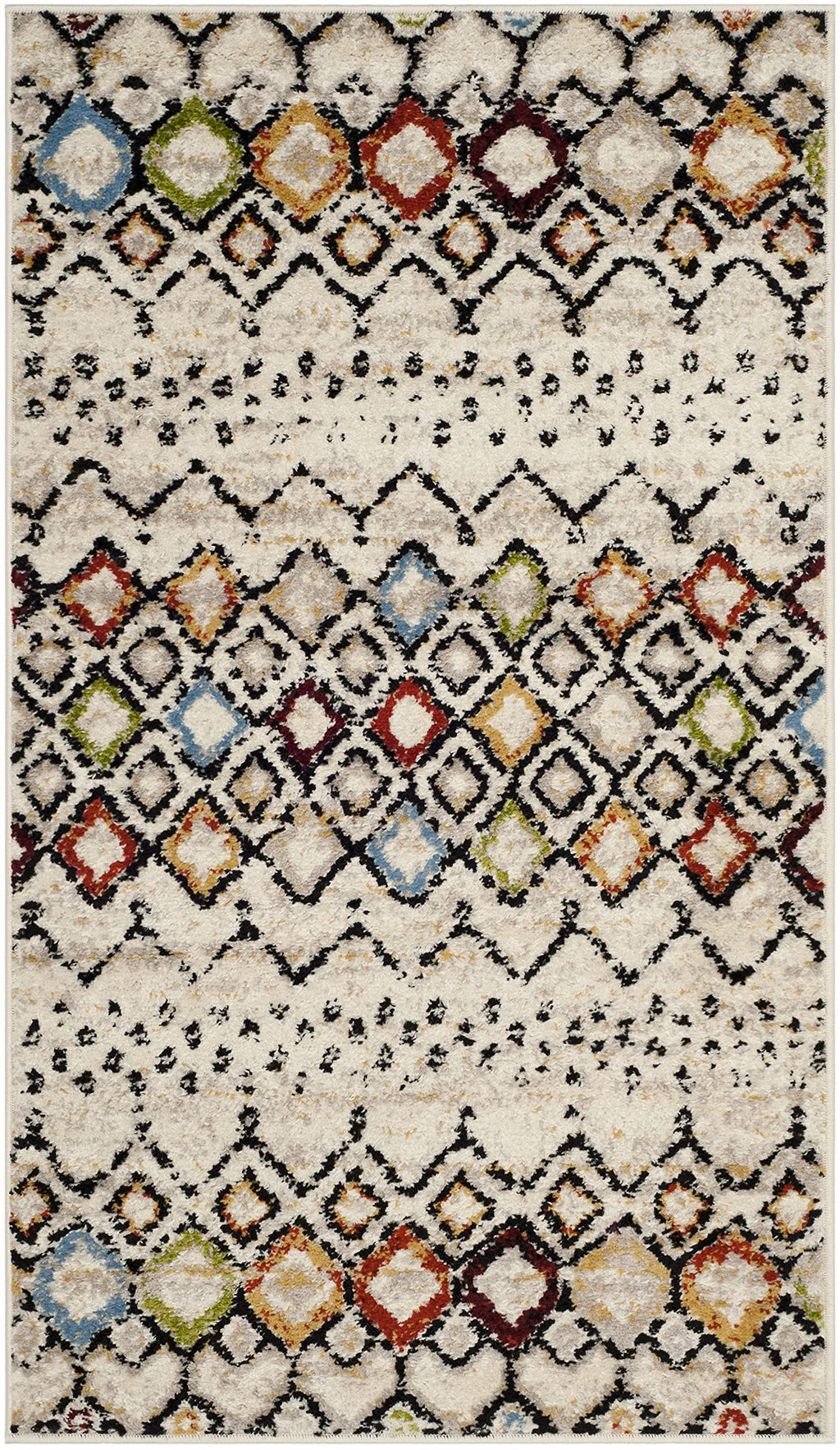 Safavieh Amsterdam Collection Accent Rug - 3' X 5', Ivory & Multi, Moroccan Boho Design, Non-Shedding & Easy Care, Ideal For Hig