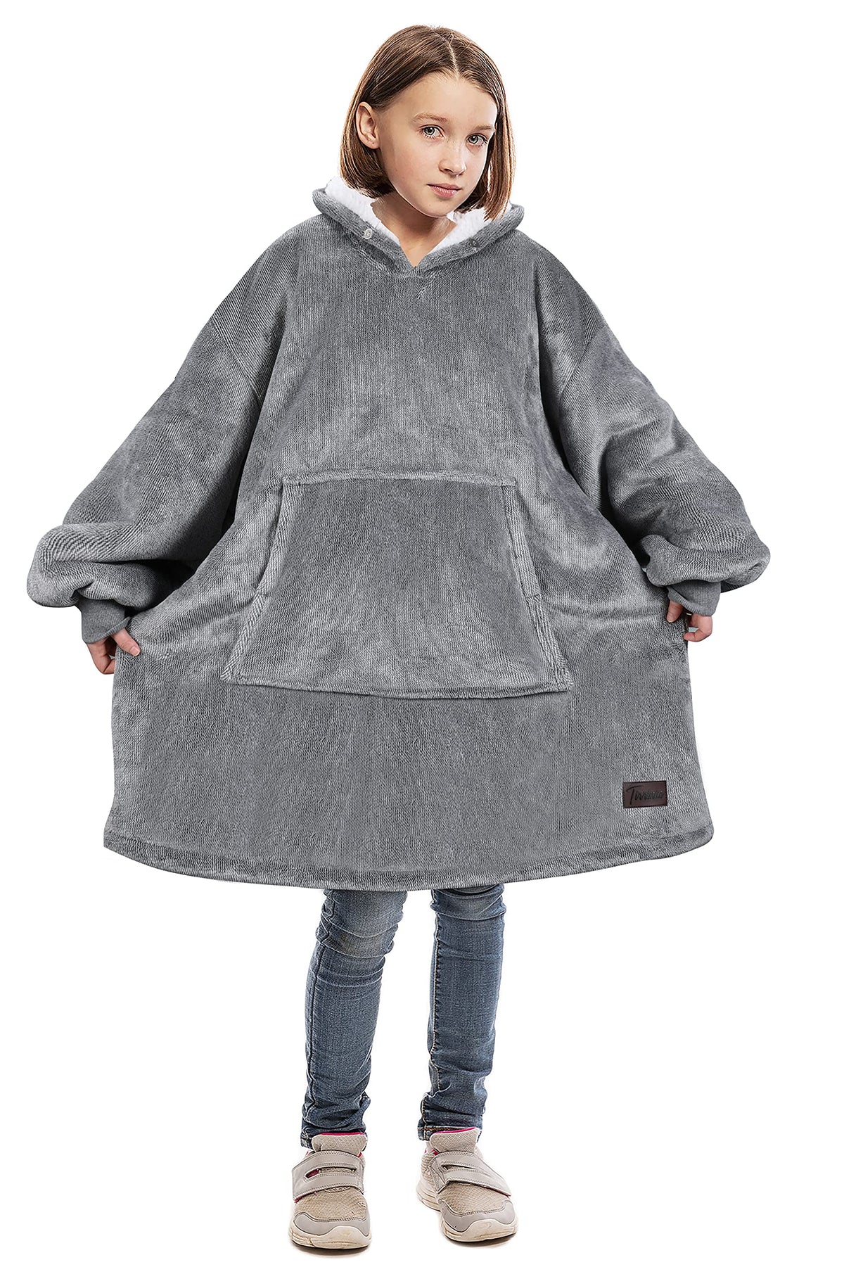 Catalonia Panda Blanket Hoodie Sweatshirt For Kids, Oversized Wearable Sherpa Pullover For 7-16 Yr Teens Youth, Gift Idea