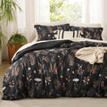 Bedsure Comforter Set King Size - Cute Floral Comforter, Black Bedding Comforter Sets, 1 Soft Reversible Botanical Flowers Comfo