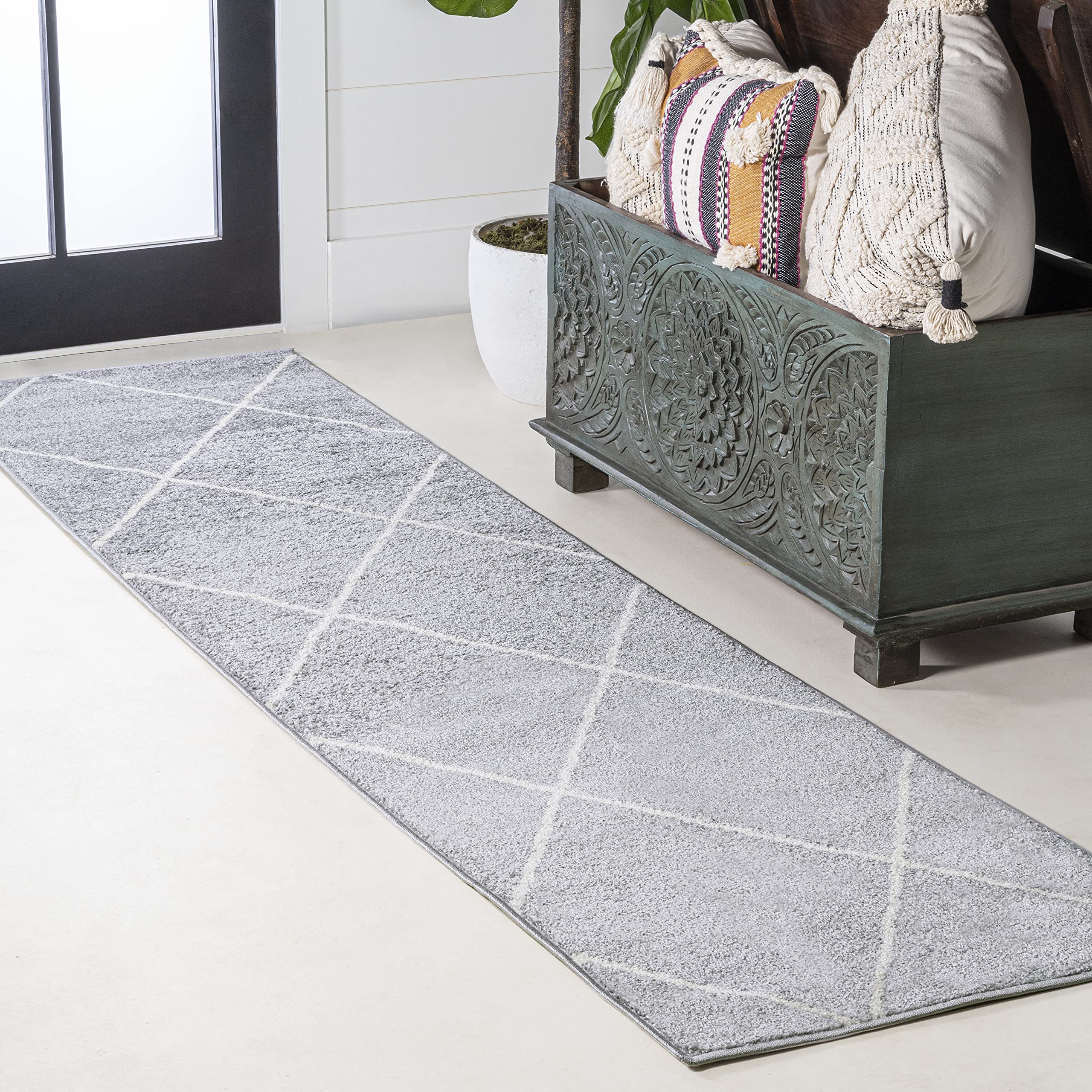 JONATHAN Y SEU102G-28 Cole Minimalist Diamond Trellis Indoor Area-Rug, Modern, Contemporary, Casual Easy-Cleaning,Bedroom,Kitche