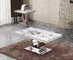 Best Quality Furniture 2Pc (Coffee And End Tables) White, Silver