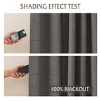 Ryb Home 100% Blackout Linen Textured Curtains 90 Inches Long, Thermal Insulating Privacy Energy Saving For Bedroom Living Room