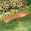 Tangkula Acacia Wood Outdoor Curved Bench Set of 2, Patio Garden Backless Fire Pit Bench with 800 lbs Weight Capacity, Outside S
