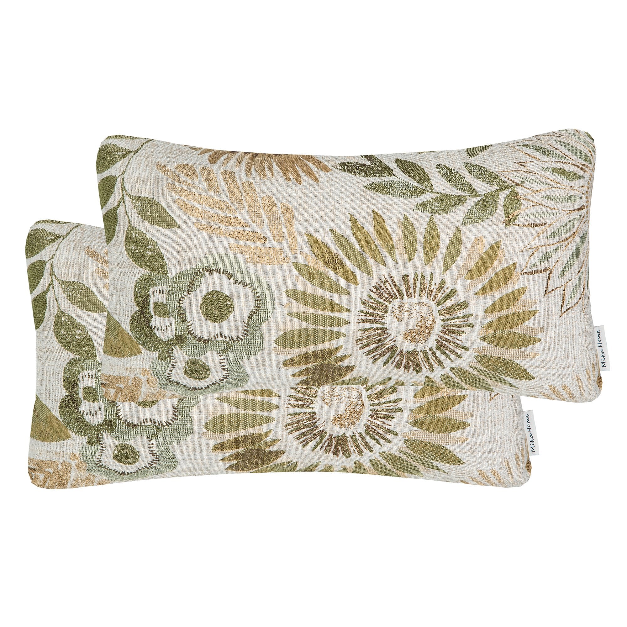 Mika Home Pack Of 2 Decorative Oblong Rectangular Throw Pillow Cover Cushion Cases For Chair,Sunflower Pattern,12X20 Inches, Gre