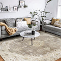 MUJOO Beige Rug 8x10 Area Rugs for Living Room Bedroom Dining Room,Large Washable Boho Bohemian Vintage Distressed Farmhouse N