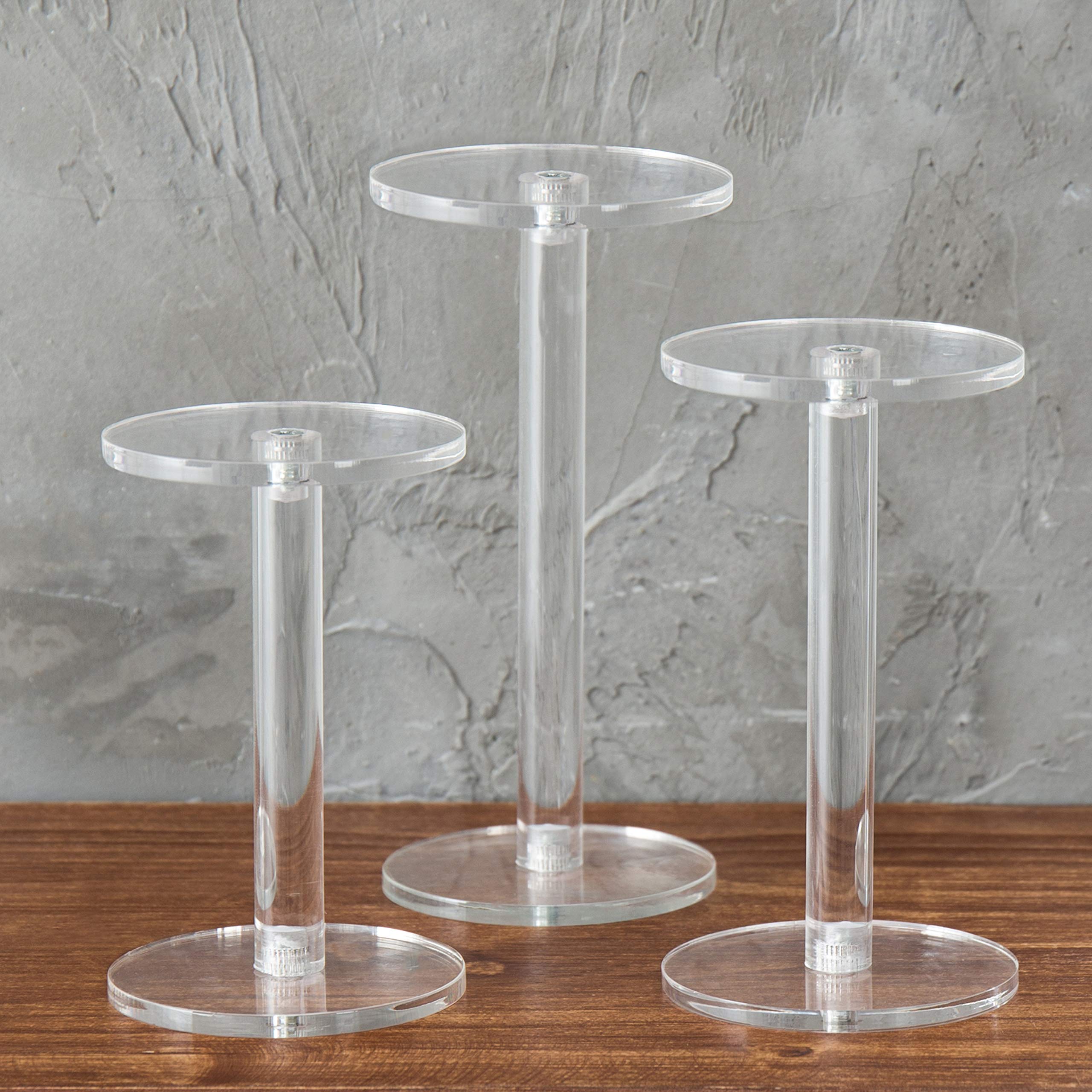 Mygift Acrylic Display Riser, Set Of 3 Clear Round Acrylic Jewelry/Watch Display Pedestal Riser Stands