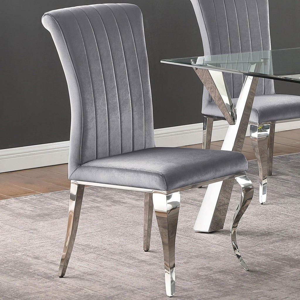 Coaster Home Furnishings Betty Upholstered Side Chairs Grey and Chrome (Set of 4)