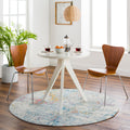 Livabliss Arti Modern Abstract Area Rug,53 Round,Aqua/Coral
