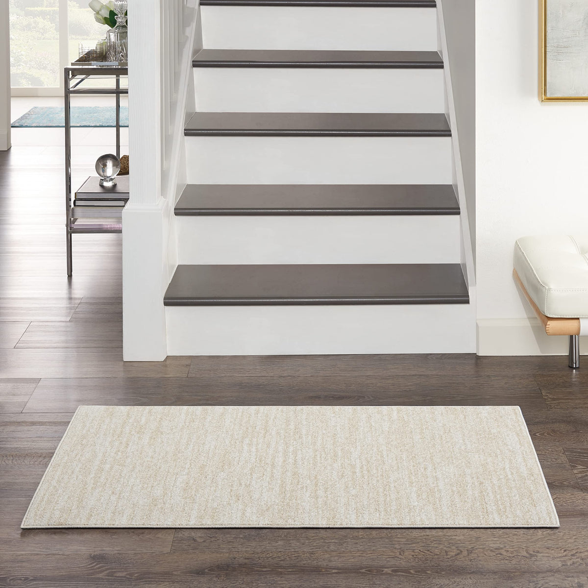 Nourison Essentials Indoor/Outdoor Ivory Beige 2' X 4' Area Rug, Easy Cleaning, Non Shedding, Bed Room, Living Room, Dining Room