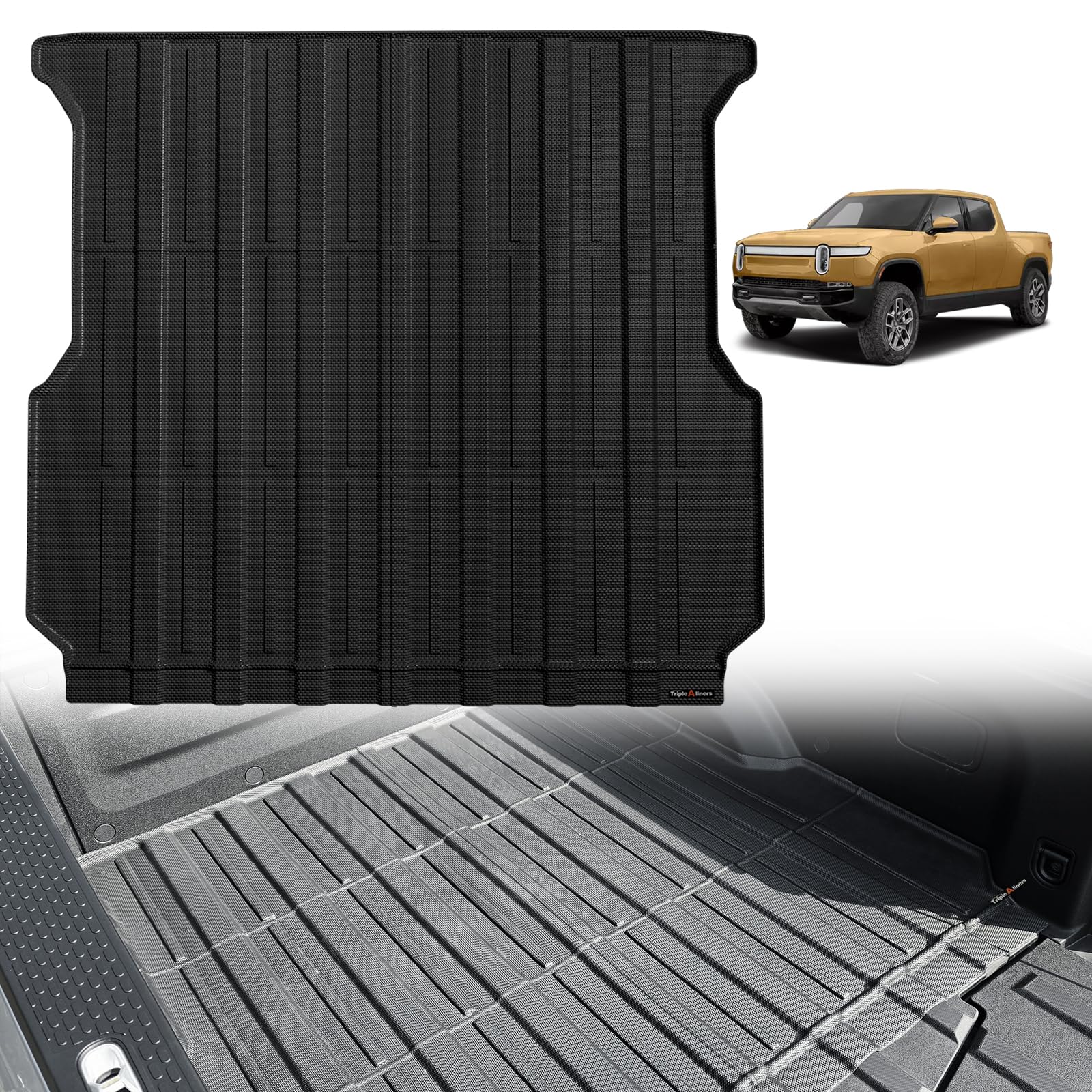 Triplealiners Truck Bed Mat Compatible With 2022 2023 2024 2025 Rivian R1T Accessories Vehicle Perfectly Flush All Weather Prote