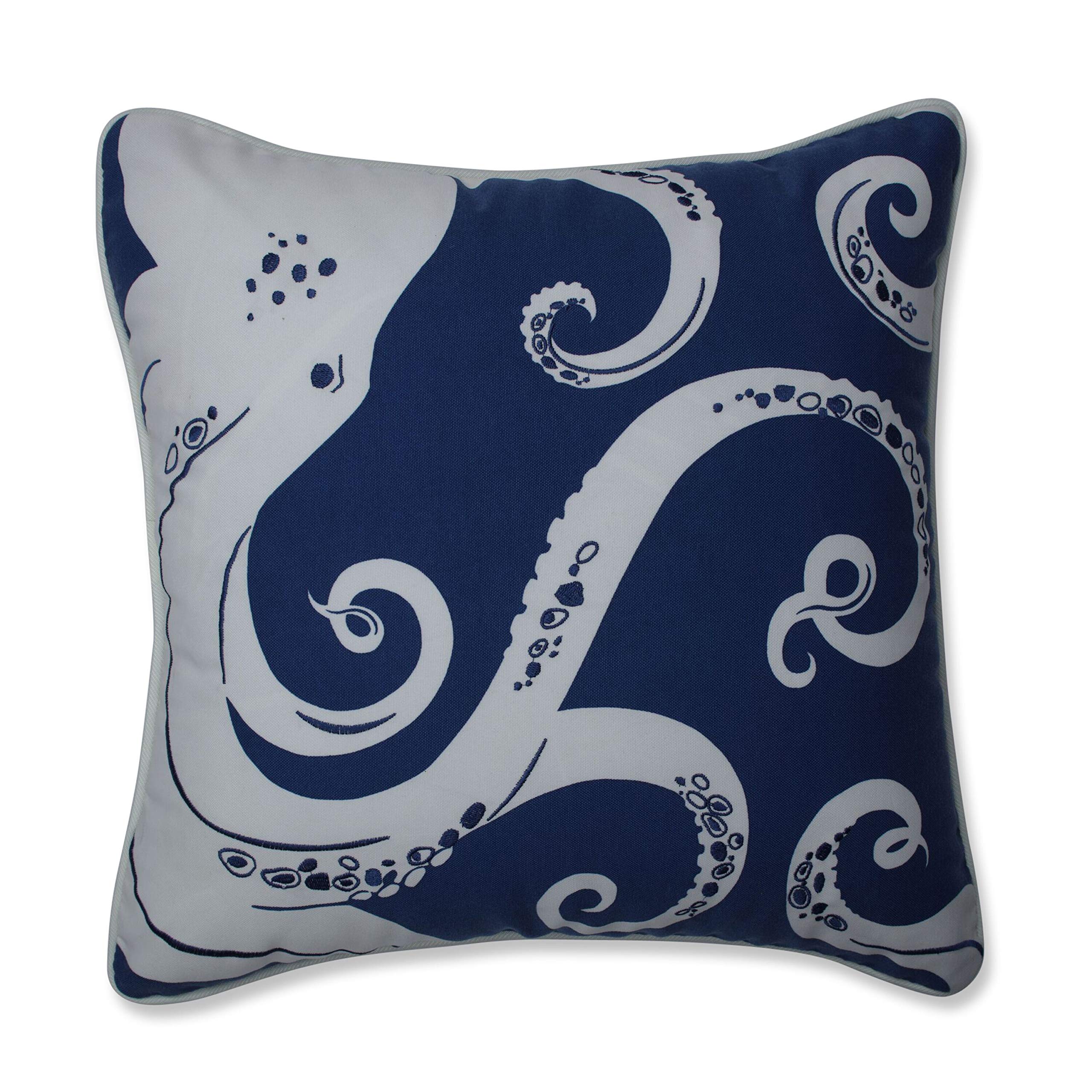 Pillow Perfect Outdoor/Indoor Throw Pillow, Large - 18.5' X 18.5', Blue Ollie Octopus