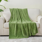 Battilo Home Chenille Knitted Throw Blanket For Couch, Spring Summer Green Throw Blanket For Home Decor, Decorative Cozy Soft Mo