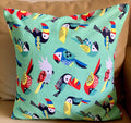Pilovilo Cushion Cover Cotton Green Birds Print 16 X16 Set Of 2 (Birds Green, Pack Of 2)