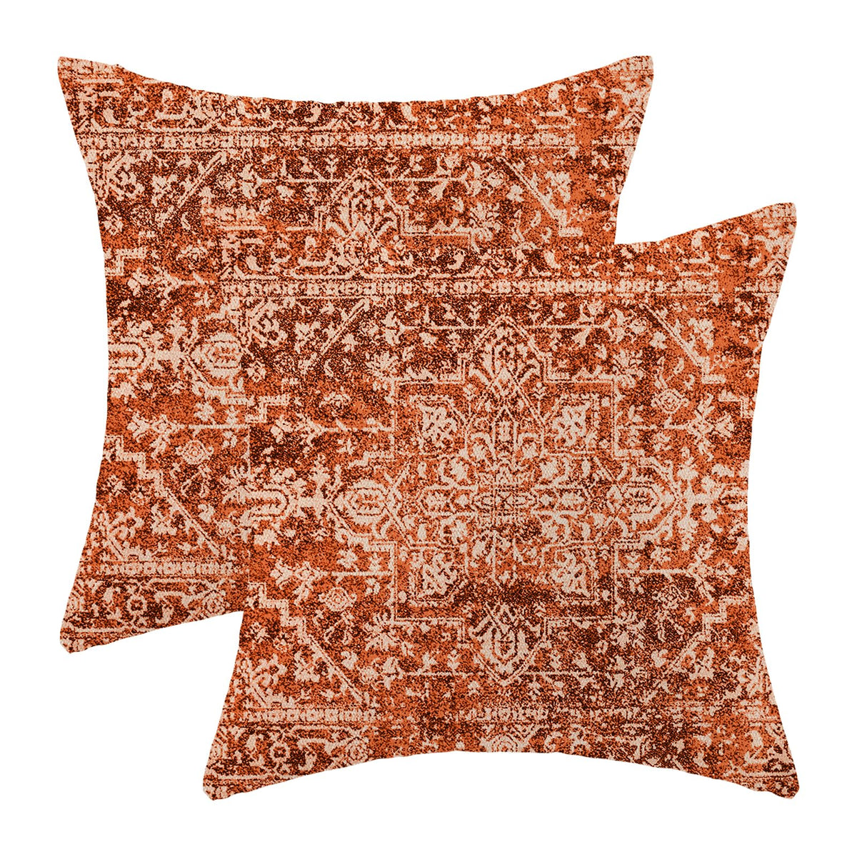 Gohdiwh Boho Pillow Covers 18X18 Set Of 2, Burnt Orange Carpet Pattern Decorative Fall Throw Pillows Linen Ethnic Design Farmhou