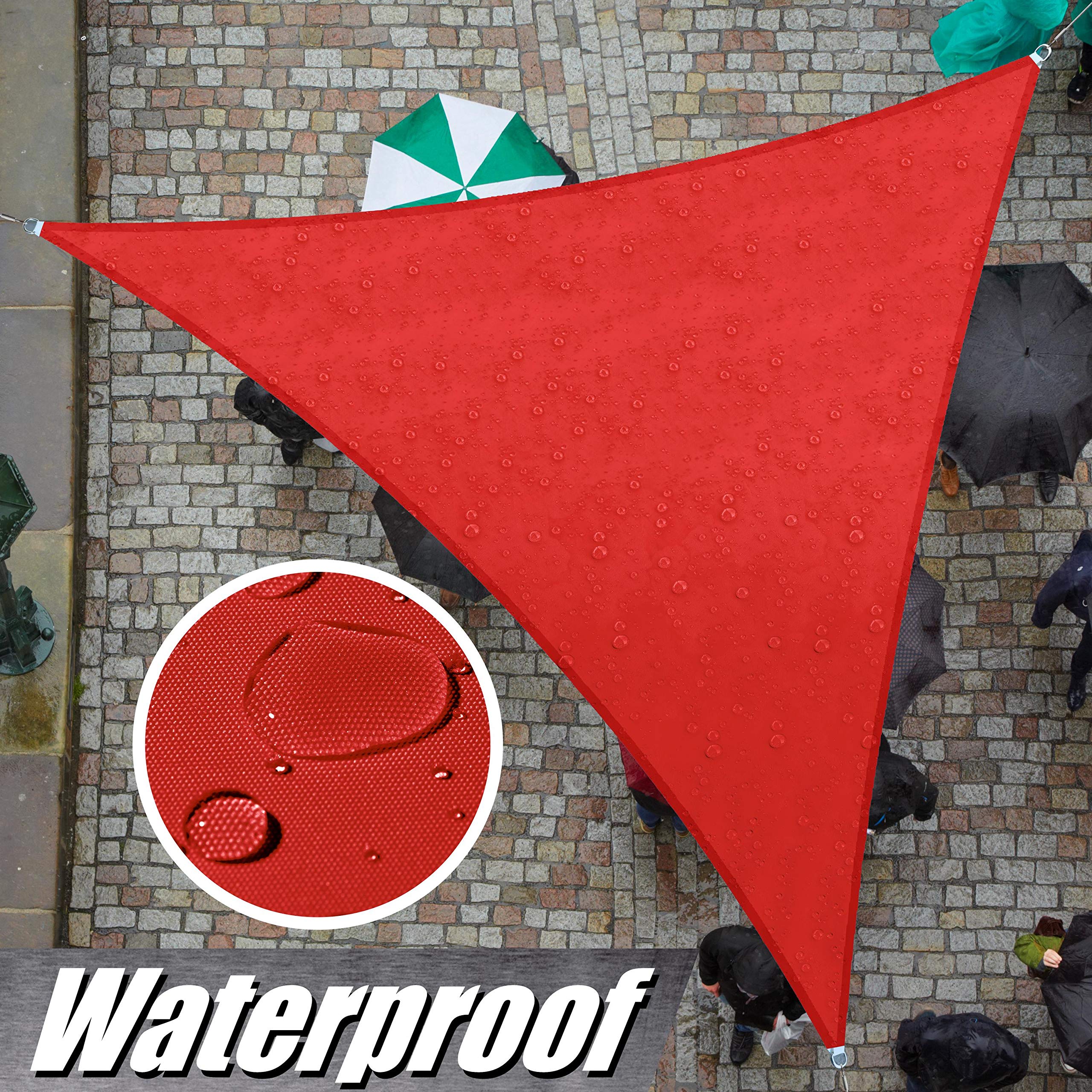 Colourtree 12' X 12' X 12' Red Tadt12 Triangle Waterproof Sun Shade Sail Upf50 Canopy Awning Shelter, 95% Uv Blockage Water Resi