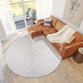Addison Rugs Laredo Alr31 Ivory Washable 8' X 8' Indoor Outdoor Round Rug, Easy Clean, Machine Washable, Non Shedding, Bedroom, Entry, Living Room, Dining Room, Kitchen, Patio Rug