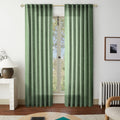MEETBILY Back Tab Curtains 92 Inches Long 2 Panels for Living Room Semi Sheer Pleated Linen Curtain Drape Light Filtering Breath