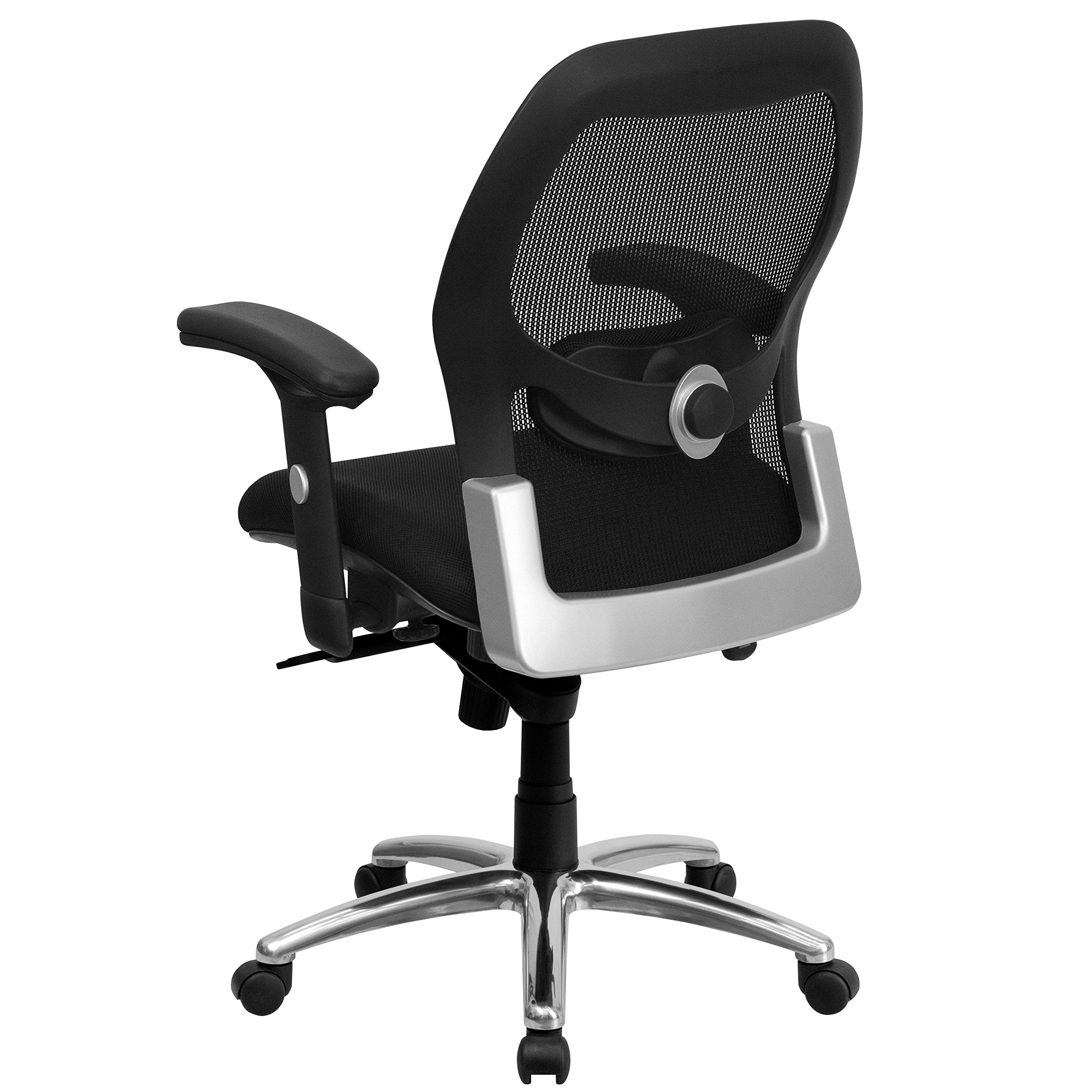 Flash Furniture Albert Mid-Back Black Super Mesh Executive Swivel Office Chair with Knee Tilt Control and Adjustable Lumbar & Arms