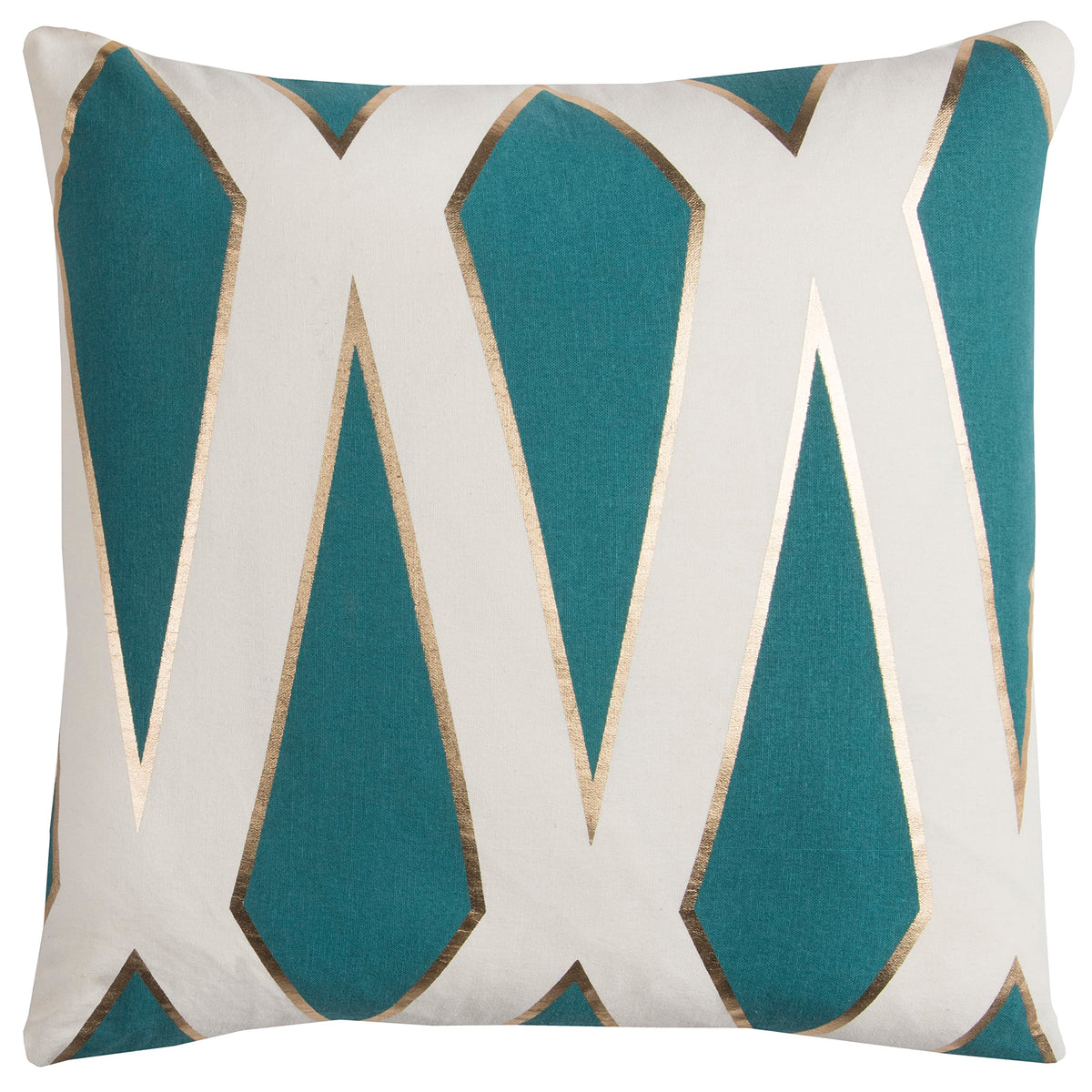 Rizzy Home T11948 Decorative Pillow, 20&quot;X20&quot;, Blue/White/Metallic