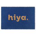 Town & Country Terra Hiya Painted Welcome Door Mat, Natural Coir, Heavyweight, Non-Slip Entryway Mat, Blue, 24'X36'