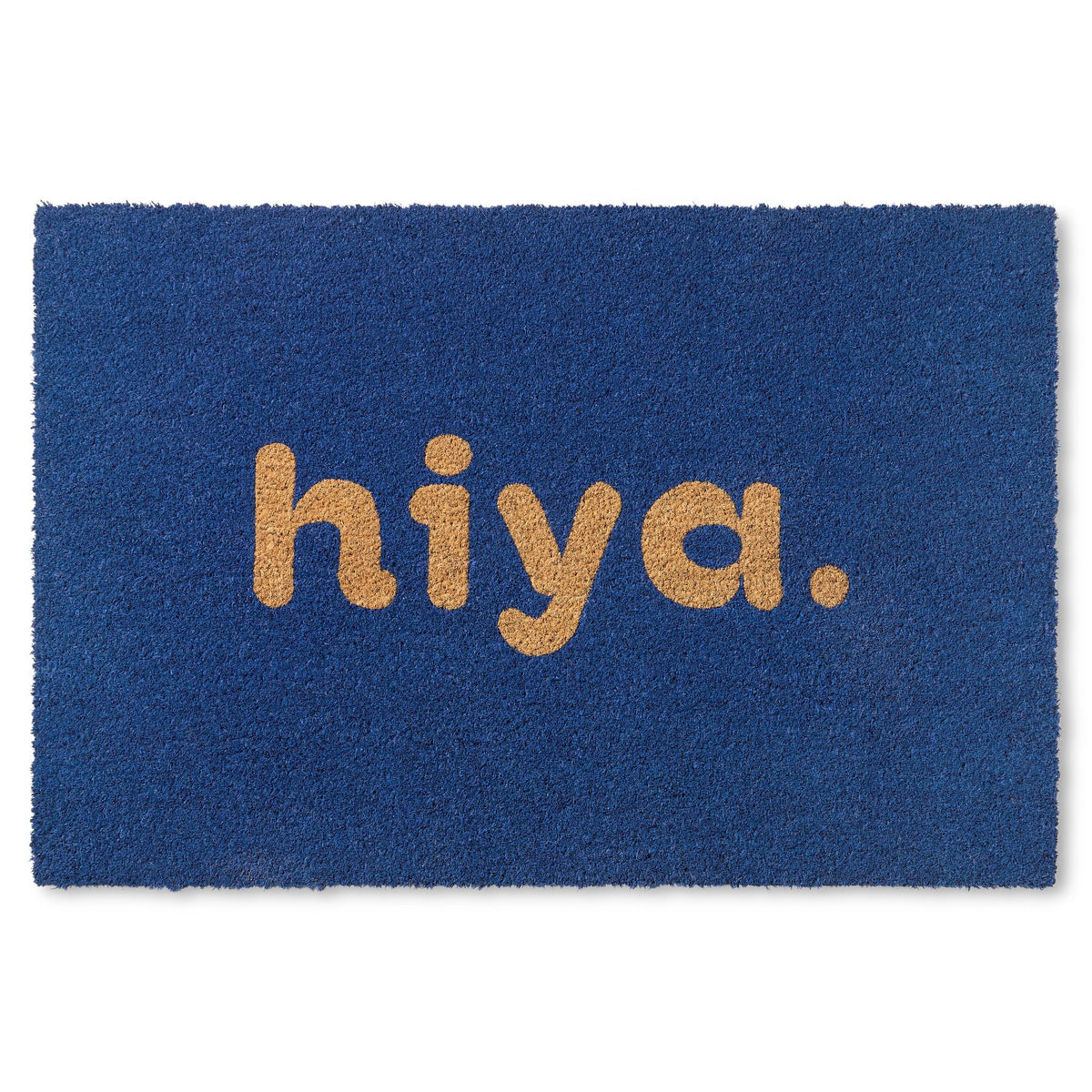 Town & Country Terra Hiya Painted Welcome Door Mat, Natural Coir, Heavyweight, Non-Slip Entryway Mat, Blue, 24'X36'