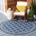 SAFAVIEH Courtyard Collection 4 Round Blue/Beige CY6918 Trellis Indoor/ Outdoor Splashproof Easy Scrubbing Patio Backyard Mudro