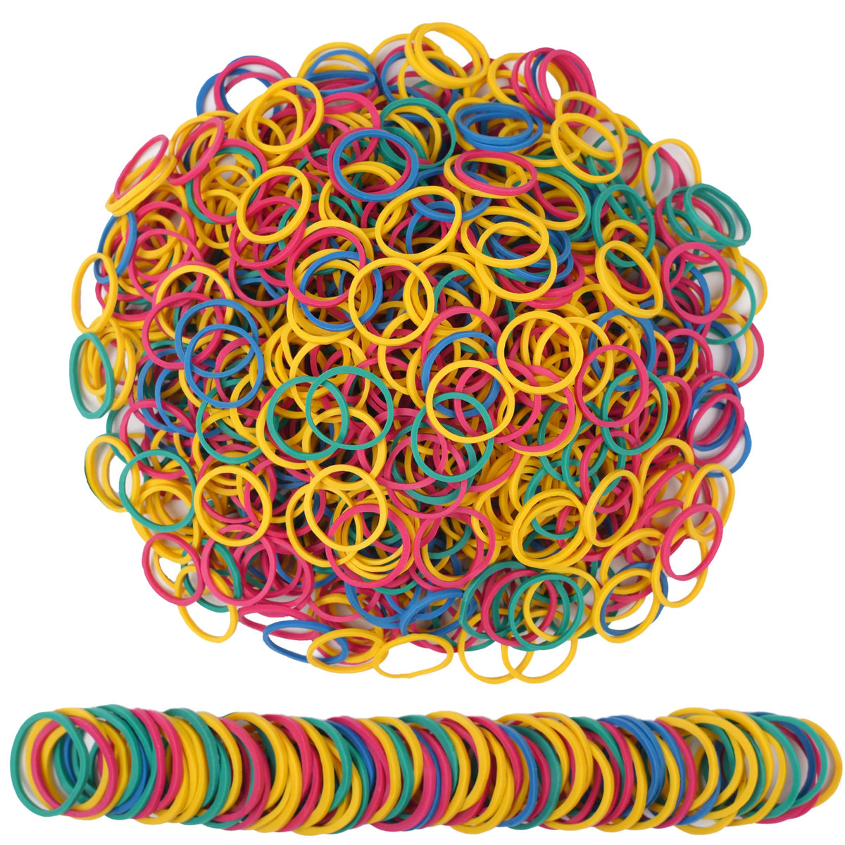 Foshine Rubber Bands Small Mini Elastic Band Yellow Blue Green Red 1300Pcs Rubber Band 1.2Inch Office Supplies Home Inside Diame