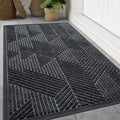 Smiry Front Door Mat Outside Entrance, Heavy Duty Natural Rubber Mat, Sturdy Trap Dirt And Moisture Indoor Outdoor Door Mat, Easy Clean Low Profile Doormat Outdoor Entrance, 47X24 Inch, Grey